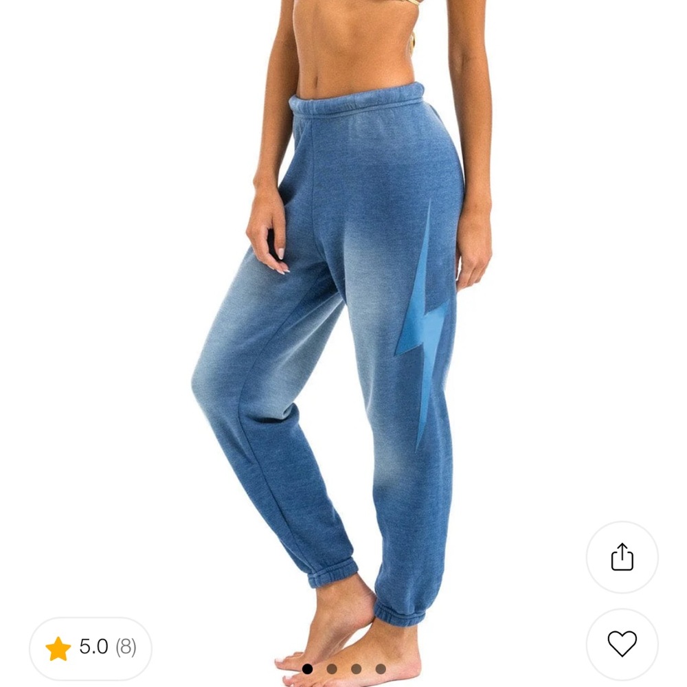 Aviator Nation Blue Pajama Pants with Lightning Bolt